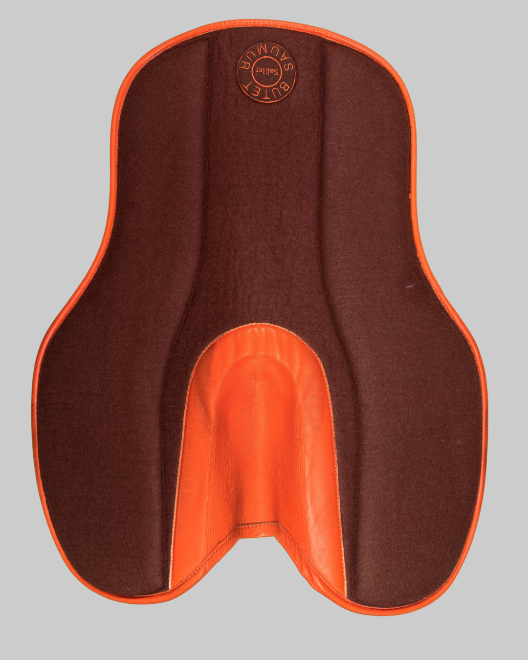 Butet Saumur Saddle Pad B Brown Felt Orange Calfskin Trim